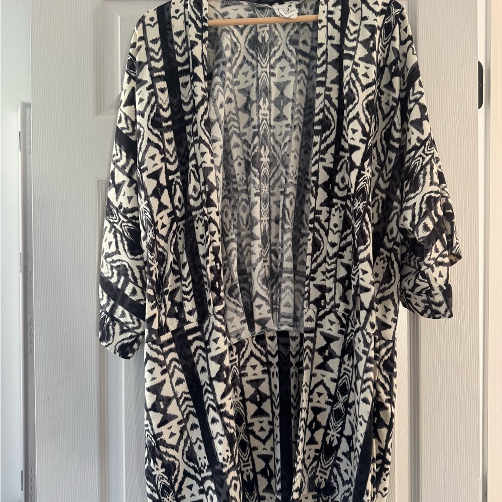 Deep Navy and White Aztec Open Jacket